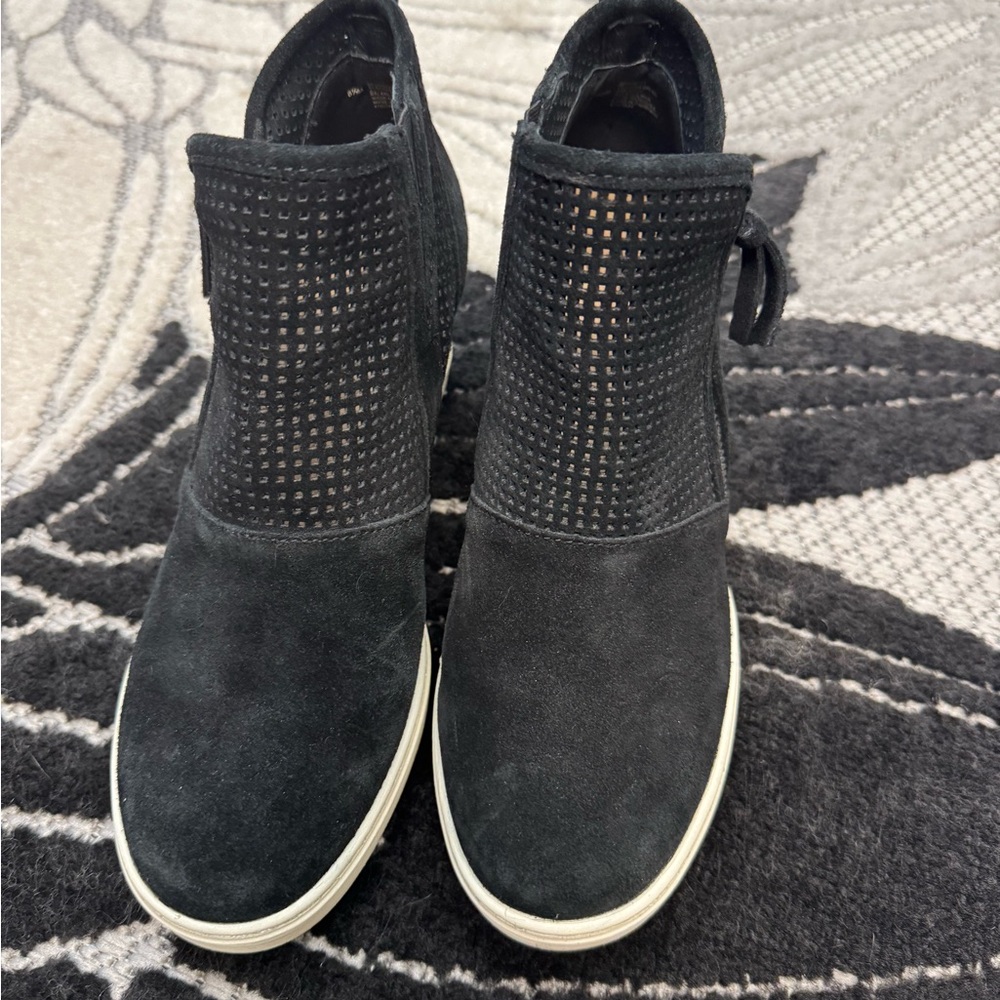 Sofft Black Wedge Sneakers Perforated Ankle Booties